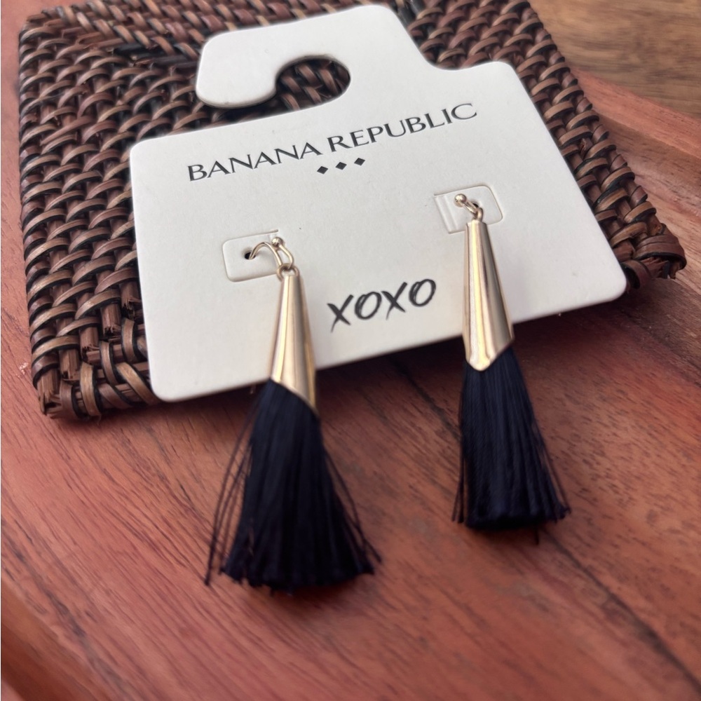 Banana Republic Black and Gold Tassel Earrings